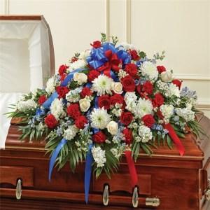 Red, White & Blue Half Casket Cover – CHRISTELL'S FLOWERS, Killeen TX