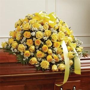 Yellow Rose Half Casket Cover – CHRISTELL'S FLOWERS, Killeen TX