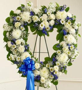 Always Remember Blue & White Heart – CHRISTELL'S FLOWERS, Killeen TX