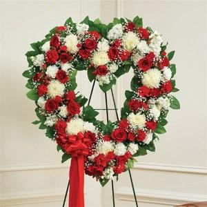 Red & White Mixed Standing Open Heart – CHRISTELL'S FLOWERS, Killeen TX