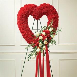 Red & White Standing Open Heart – CHRISTELL'S FLOWERS, Killeen TX