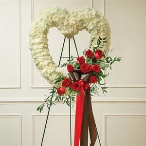 White & Red Standing Open Heart – CHRISTELL'S FLOWERS, Killeen TX
