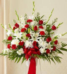 Red & White Sympathy Basket – CHRISTELL'S FLOWERS, Killeen TX