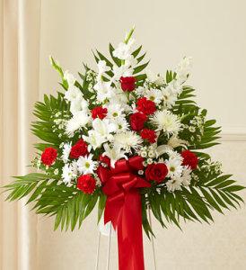 Red & White Sympathy Basket – CHRISTELL'S FLOWERS, Killeen TX