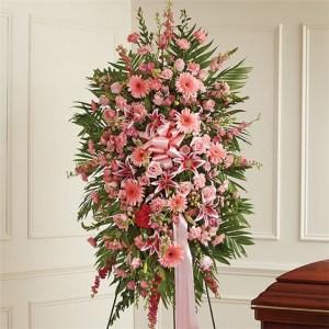 Pink Sympathy Standing Spray – CHRISTELL'S FLOWERS, Killeen TX