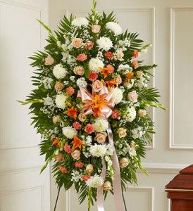 Peach, Orange & White Sympathy Standing Spray