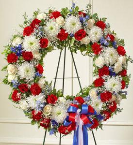 Serene Blessings Patriotic Wreath – CHRISTELL'S FLOWERS, Killeen TX