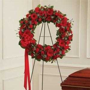 Red Mixed Standing Wreath – CHRISTELL'S FLOWERS, Killeen TX