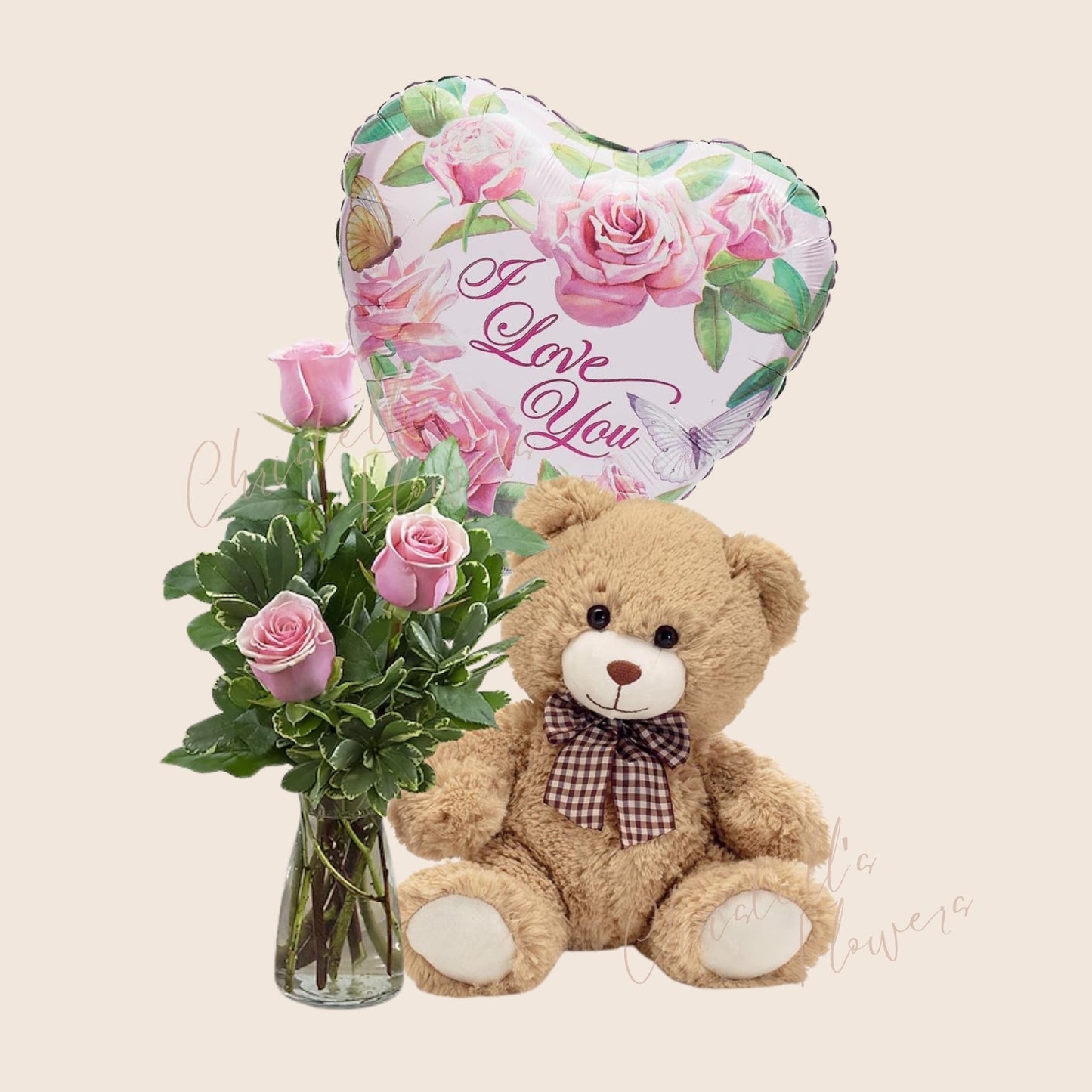 Triple Rose Budvase-Pink