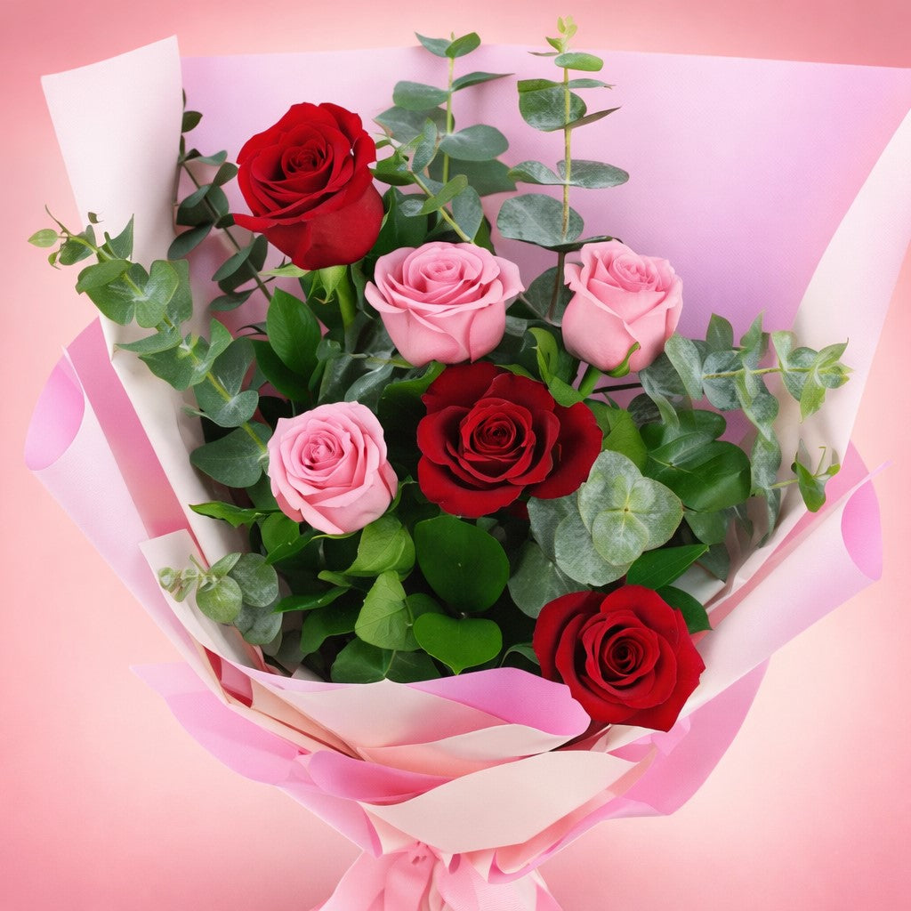 Kiss & Blush Wrapped Roses