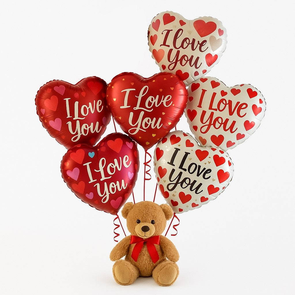 I Love You Balloon Bqt w/ Bear