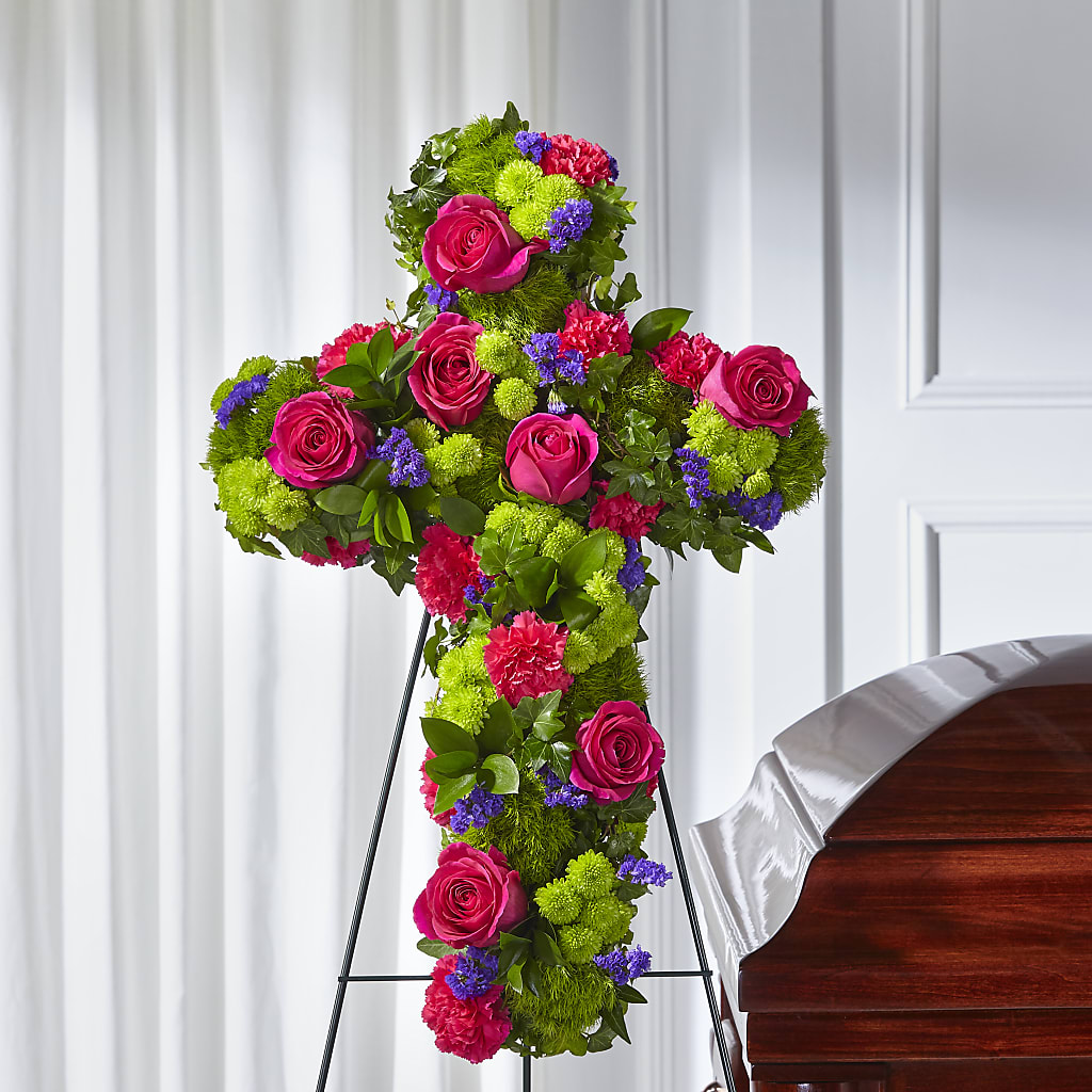 Tribute Rose Floral Cross – CHRISTELL'S FLOWERS, Killeen TX