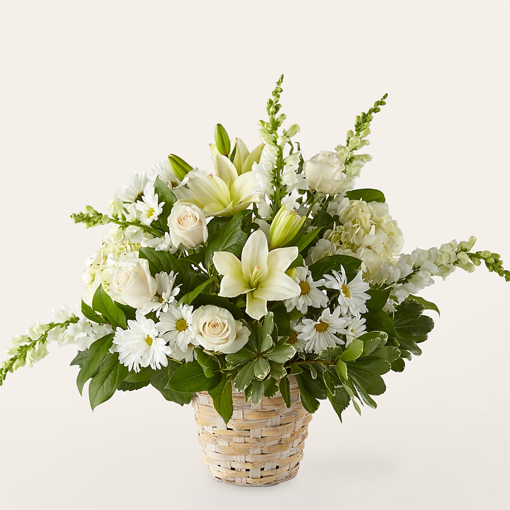 Ivory Elegance Floral Basket – CHRISTELL'S FLOWERS, Killeen TX