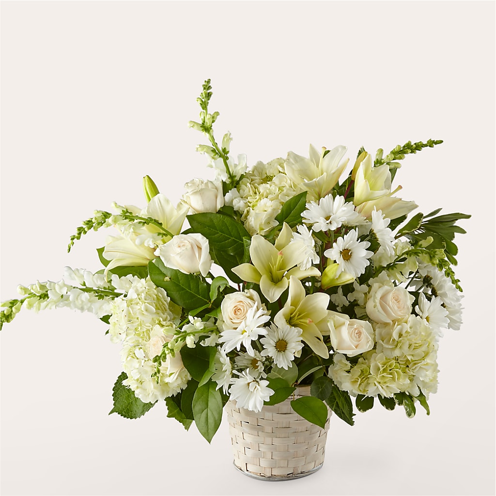 Ivory Elegance Floral Basket – CHRISTELL'S FLOWERS, Killeen TX