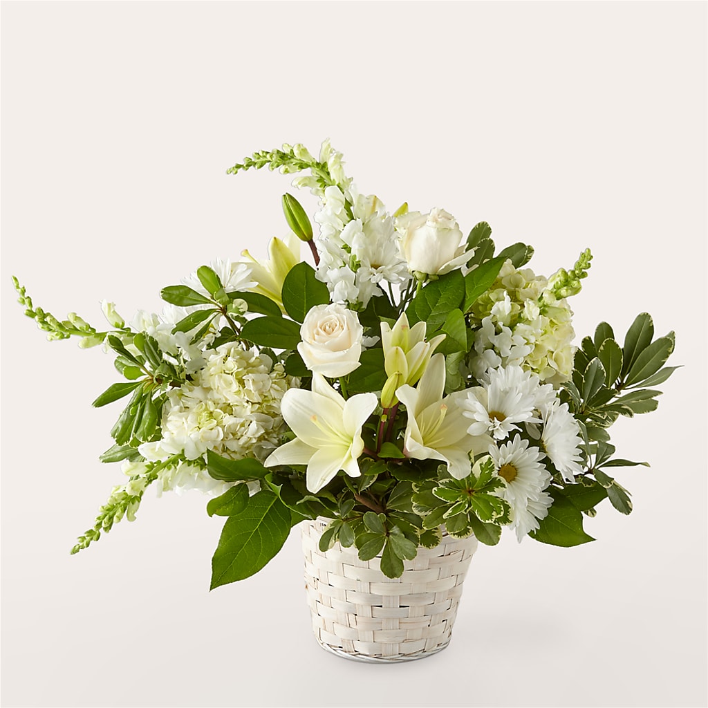 Ivory Elegance Floral Basket – CHRISTELL'S FLOWERS, Killeen TX