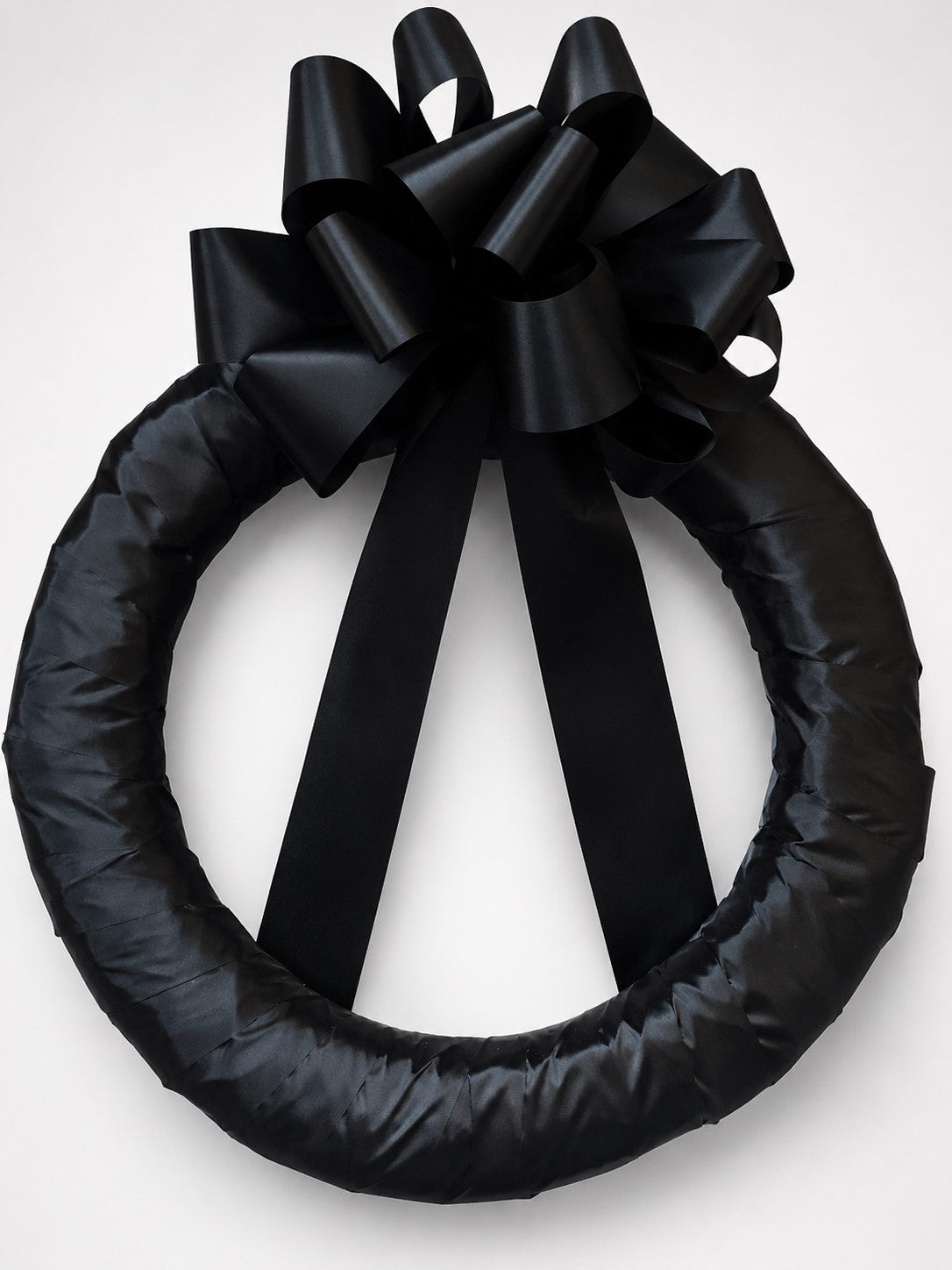 Satin Wrapped Bereavement Wreath – CHRISTELL'S FLOWERS, Killeen TX