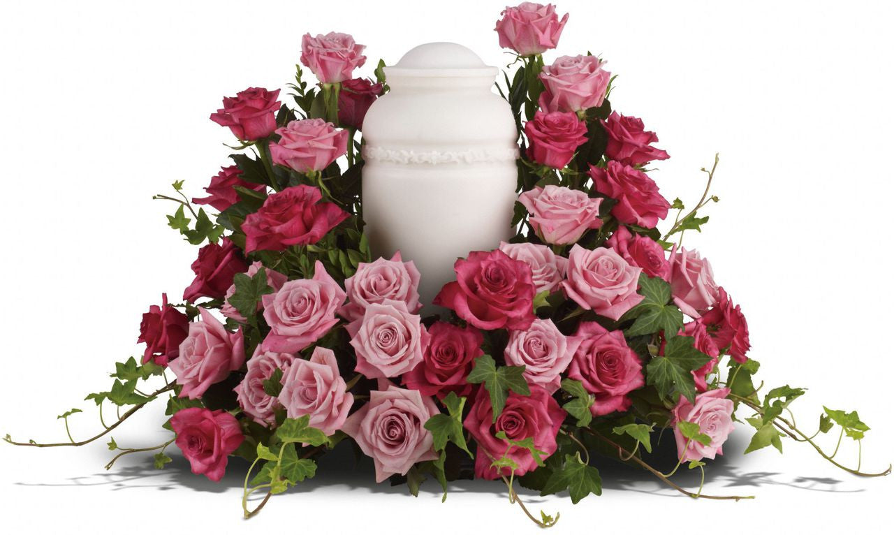 Bed of Pink Roses Urn Wreath
