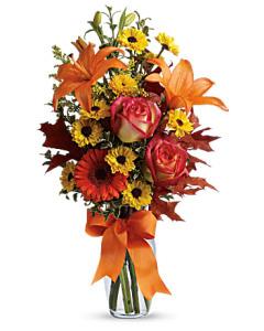 Burst of Autumn Budvase – CHRISTELL'S FLOWERS, Killeen TX