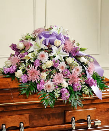 Lavender & White Mixed Half Casket Cover – CHRISTELL'S FLOWERS, Killeen TX
