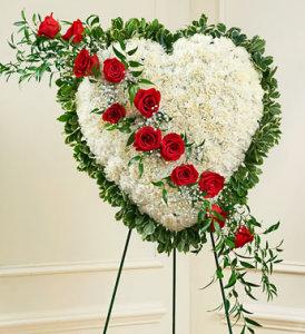 Solid White Standing Heart with Red Rose Break – CHRISTELL'S FLOWERS, Killeen TX