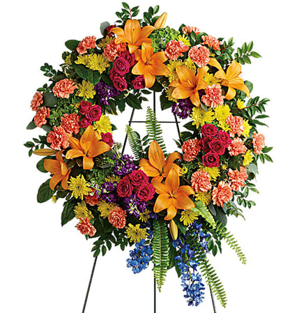 Bright Mixed Circular Wreath – CHRISTELL'S FLOWERS, Killeen TX