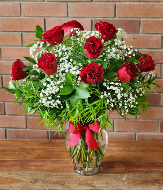 Burgundy Rose Bouquet-Ruffled Petals
