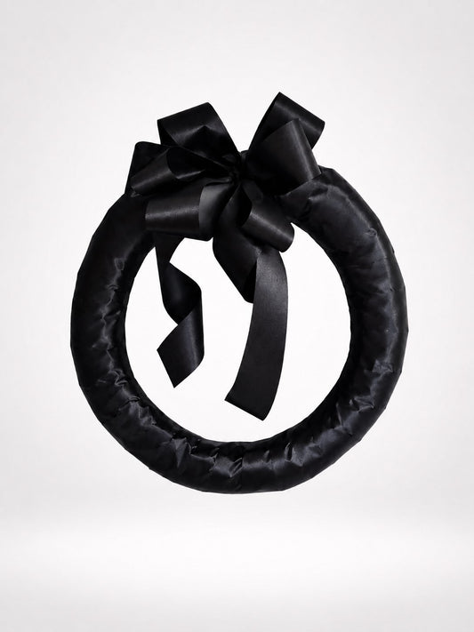 Satin Wrapped Bereavement Wreath – CHRISTELL'S FLOWERS, Killeen TX