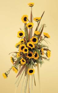 Stylized Sunflower Standing Spray – CHRISTELL'S FLOWERS, Killeen TX