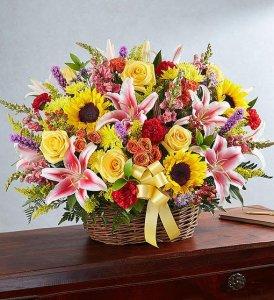 Texas Sunrise Sympathy Basket – CHRISTELL'S FLOWERS, Killeen TX