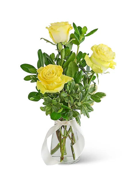 Triple Rose Budvase-Yellow