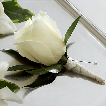 White Rose Boutonniere – CHRISTELL'S FLOWERS, Killeen TX