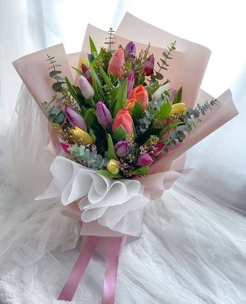 Wrapped Tulip Bouquet