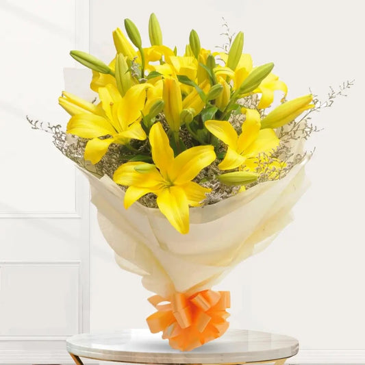 Yellow Lily Wrap Bouquet