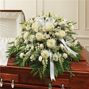 White Mixed Half Casket Spray