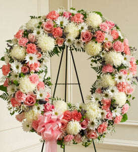 Pink & White Standing Wreath