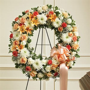 Peach, Orange & White Standing Wreath