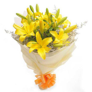 Yellow Lily Wrap Bouquet